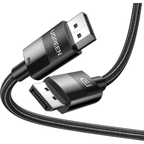 Кабель UGREEN DP114 DP 1.4 Male to Male Plastic Case Braided Cable (2m) Black